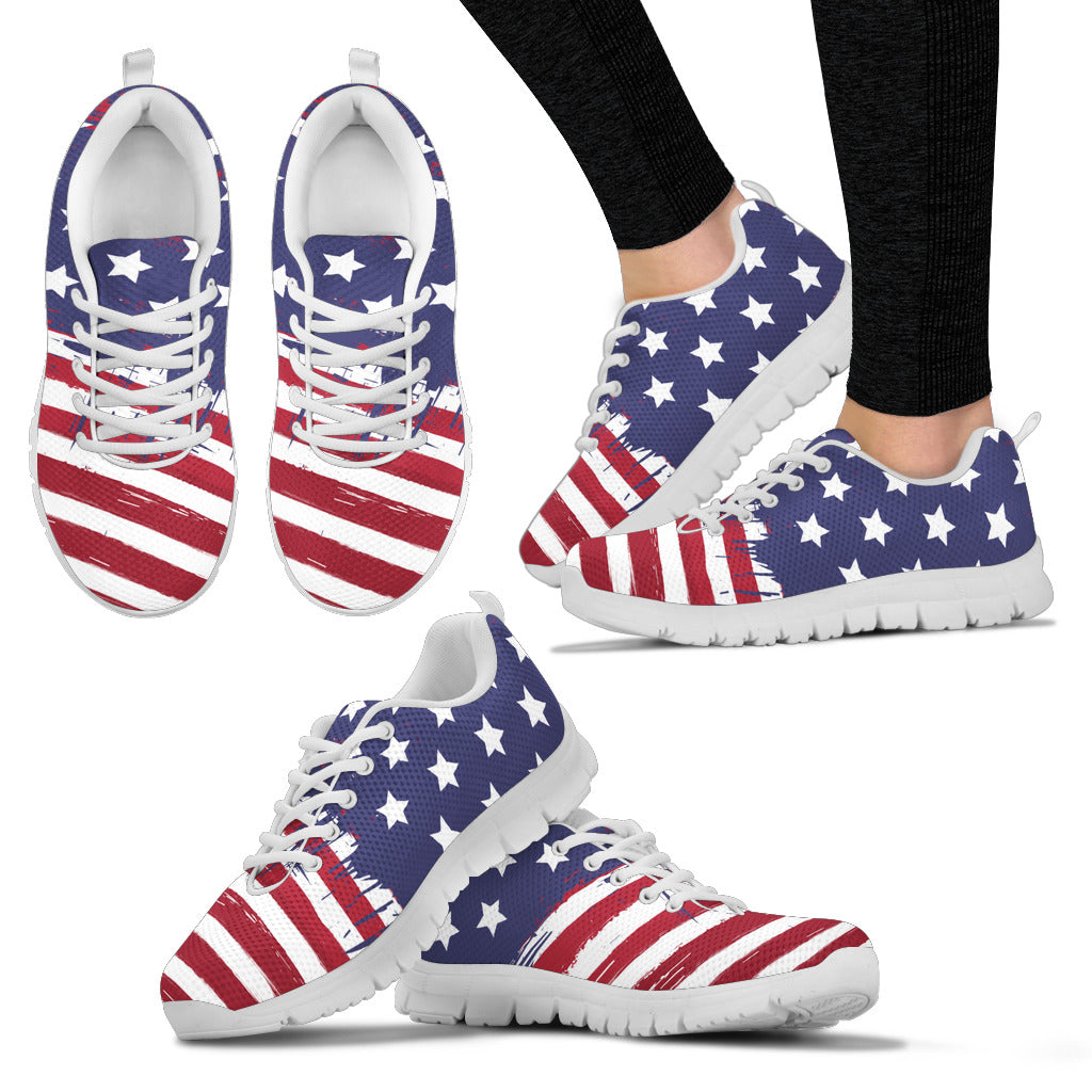 American Flag Women's Sneakers White Soles