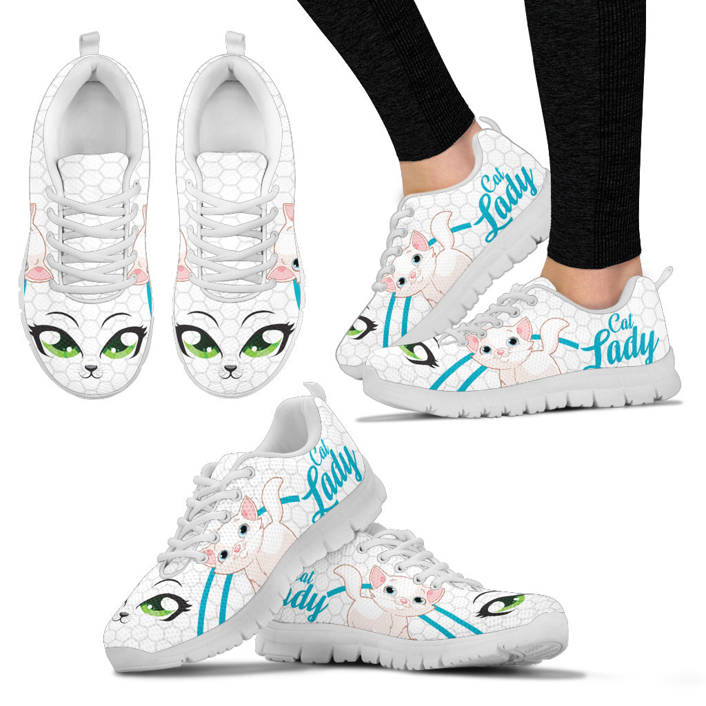 Cat Lady Women's Sneakers White Soles