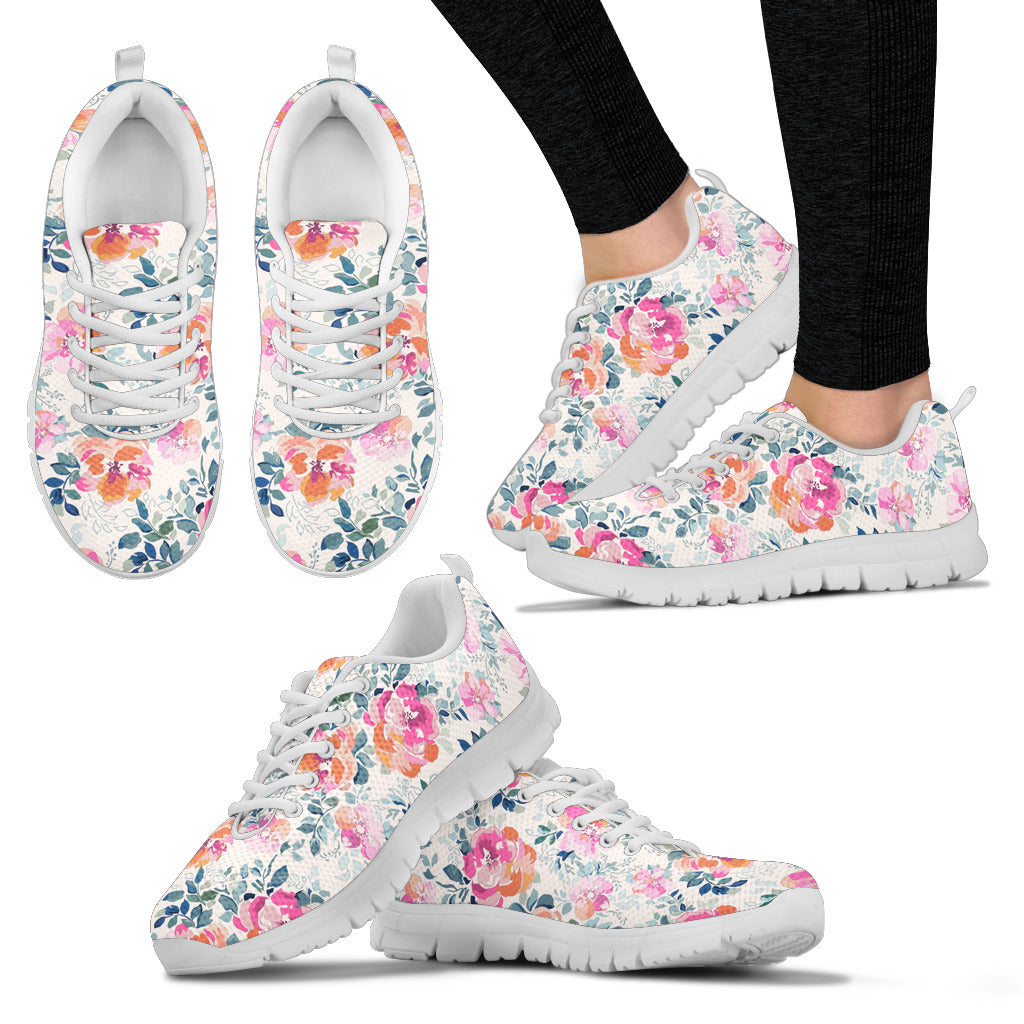Flower Garden Women's Sneakers White Soles