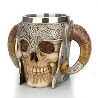Load image into Gallery viewer, Stainless Steel Viking Horned Skull Mug

