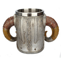 Load image into Gallery viewer, Stainless Steel Viking Horned Skull Mug
