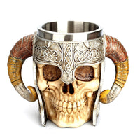 Load image into Gallery viewer, Stainless Steel Viking Horned Skull Mug
