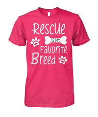 Load image into Gallery viewer, Rescue Is My Favorite Breed Shirt (White Text)
