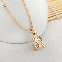 Load image into Gallery viewer, Gold Dolphin Crystal Necklace 
