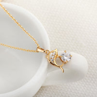 Load image into Gallery viewer, Gold Dolphin Crystal Necklace 
