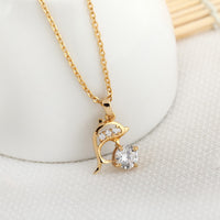 Load image into Gallery viewer, Gold Dolphin Crystal Necklace 
