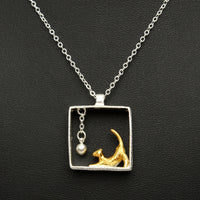 Load image into Gallery viewer, Sterling Silver Cat in the Box Necklace
