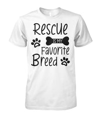 Load image into Gallery viewer, Rescue Is My Favorite Breed Shirt (Black Text)
