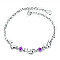 Load image into Gallery viewer, Dolphins Crystal and Silver Plated Bracelet
