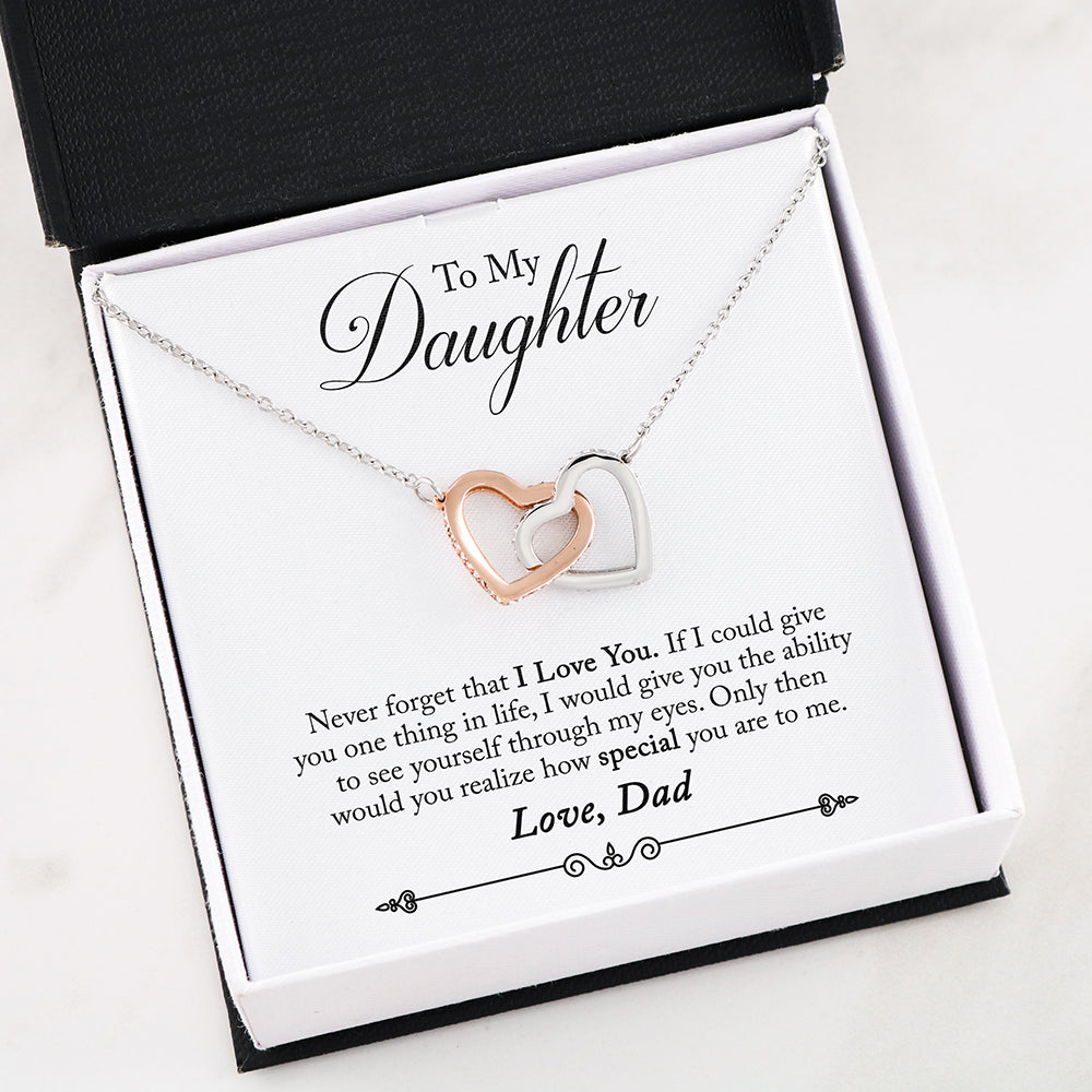 Daughter I Love You Dad Interlocking Heart Necklace