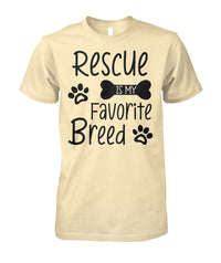 Load image into Gallery viewer, Rescue Is My Favorite Breed Shirt (Black Text)
