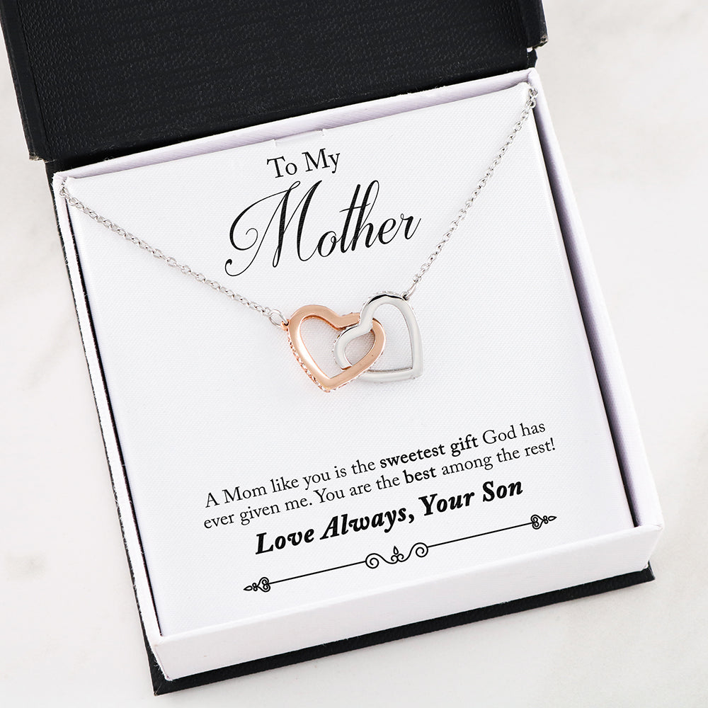 Mother You Are The Best From Son Interlocking Heart Necklace