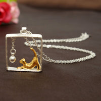 Load image into Gallery viewer, Sterling Silver Cat in the Box Necklace
