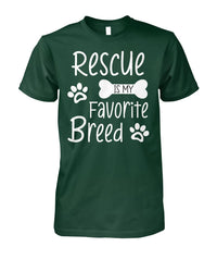 Load image into Gallery viewer, Rescue Is My Favorite Breed Shirt (White Text)
