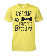 Load image into Gallery viewer, Rescue Is My Favorite Breed Shirt (Black Text)
