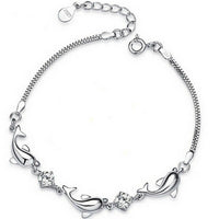 Load image into Gallery viewer, Dolphins Crystal and Silver Plated Bracelet
