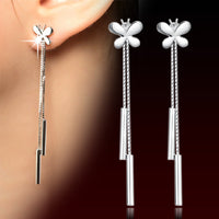 Load image into Gallery viewer, Butterfly Silver Long Tassels Earrings
