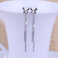 Load image into Gallery viewer, Butterfly Silver Long Tassels Earrings
