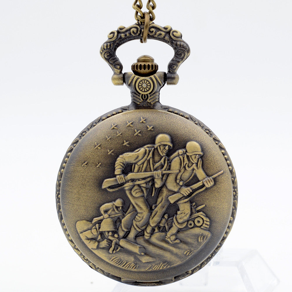 Vintage Bronze Brave Soldier Pocket Watch
