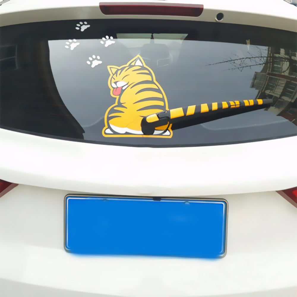 Rear Window Cat Sticker With Moving Tail