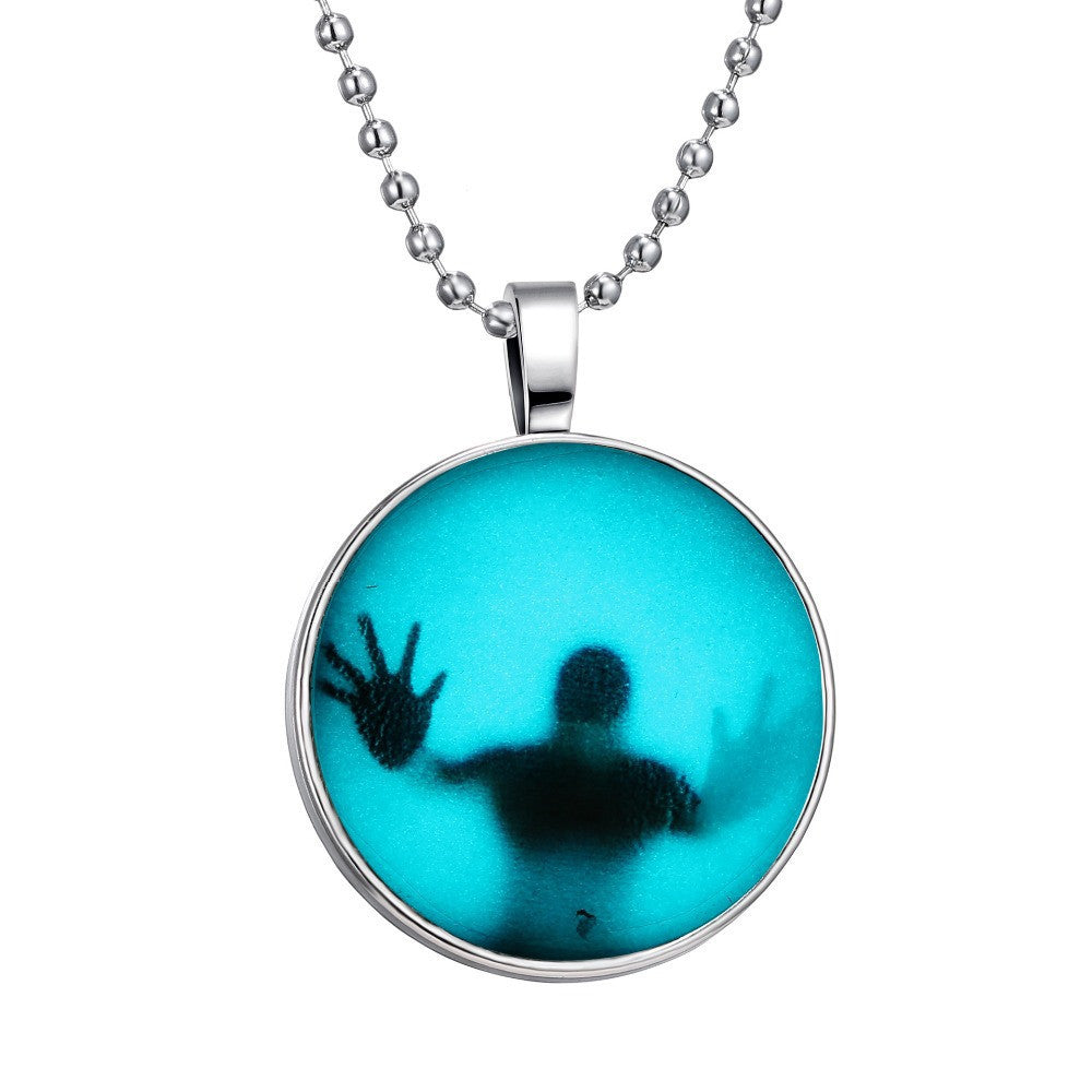 Glow In The Dark Steampunk Man In Pendant Necklace