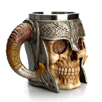 Load image into Gallery viewer, Stainless Steel Viking Horned Skull Mug
