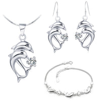 Load image into Gallery viewer, Dolphin Sterling Silver and Crystal Jewelry Set
