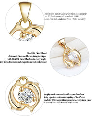 Load image into Gallery viewer, 18K Gold Plated Double Dolphin Zircon  Necklace

