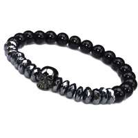 Load image into Gallery viewer, Hematite Beads and Skull Bracelet
