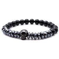 Load image into Gallery viewer, Hematite Beads and Skull Bracelet
