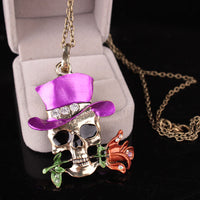 Load image into Gallery viewer, Vintage Gothic Skull With Rose Necklace
