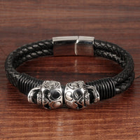 Load image into Gallery viewer, Men&#39;s Leather Cuff Skull Bracelet
