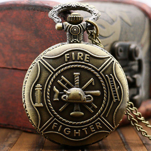 Vintage Bronze Fire Fighter Pocket Watch