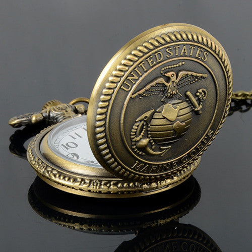 Vintage Bronze Marine Corps Pocket Watch