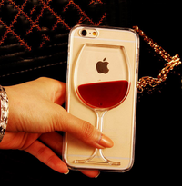 Load image into Gallery viewer, iPhone Clear Red Wine Transparent Phone Case
