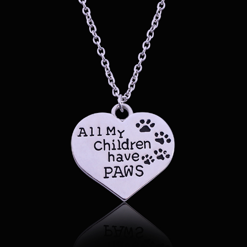 All My Children Have Paws Cat/Dog Pendant Necklace
