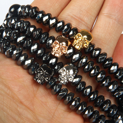 Hematite Beads and Skull Bracelet