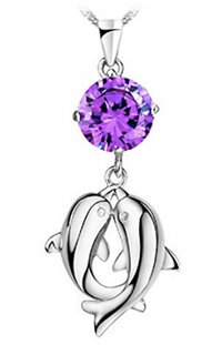 Load image into Gallery viewer, Dolphin Crystal and Sterling Silver Necklace
