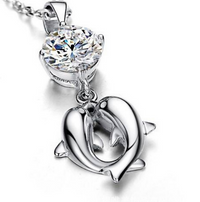 Load image into Gallery viewer, Dolphin Crystal and Sterling Silver Necklace
