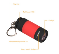 Load image into Gallery viewer, USB Ultra Bright Rechargeable LED Keychain Flashlight
