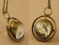 Load image into Gallery viewer, Retro Mechanical Glass Ball Steampunk Pocket Watch
