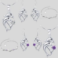 Load image into Gallery viewer, Dolphin Sterling Silver and Crystal Jewelry Set
