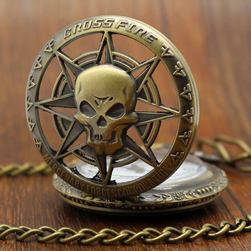 Bronze Skull Pocket Watch
