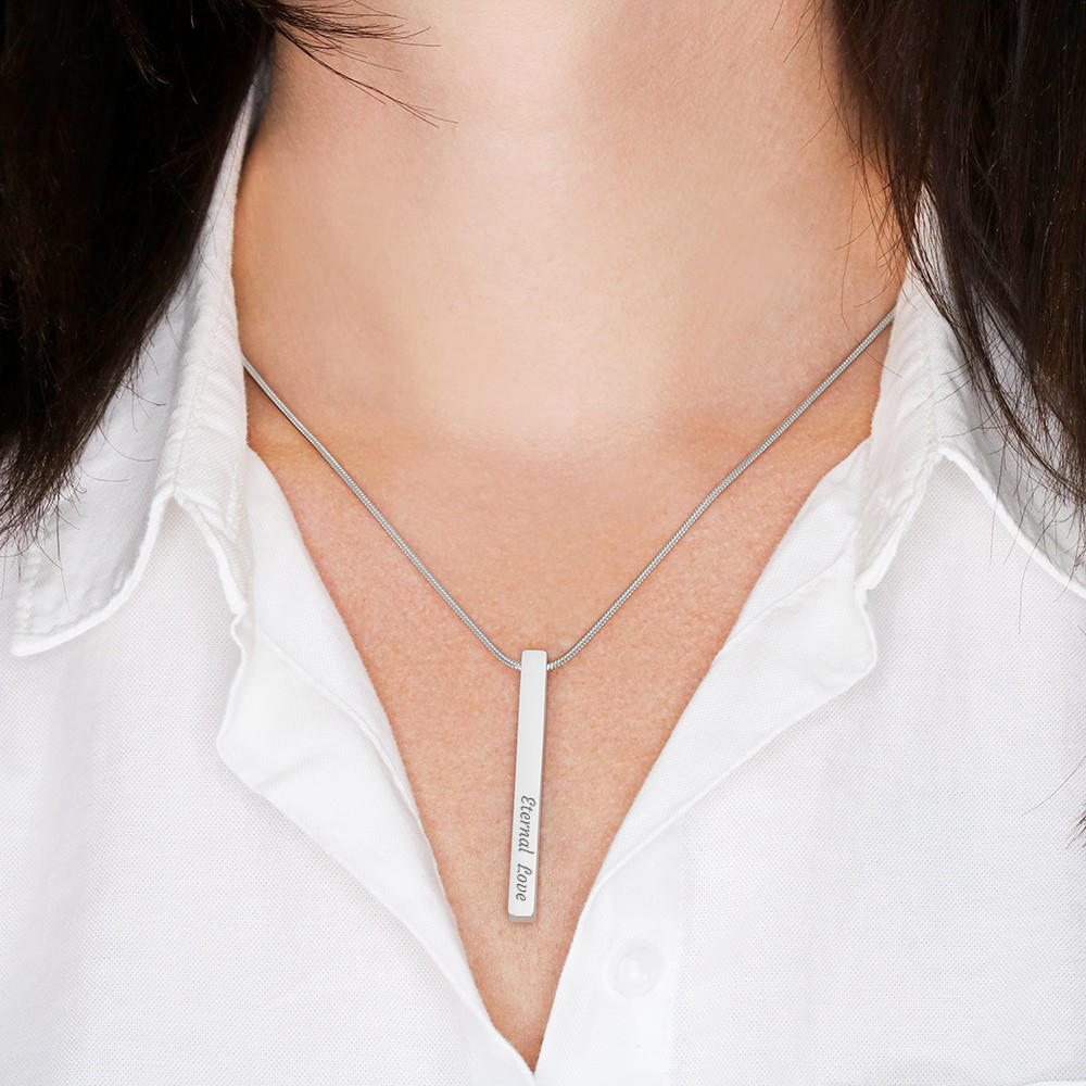 Custom Engraved Vertical Bar Necklace