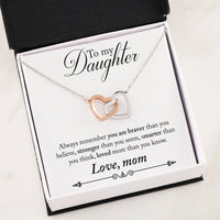 Load image into Gallery viewer, Daughter Braver Than You Believe Interlocking Heart Necklace
