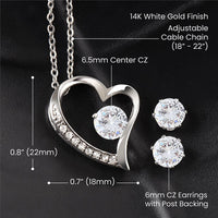 Load image into Gallery viewer, Mom Thank You Love Your Daughter Forever Love Necklace and Cubic Zirconia Earring Set
