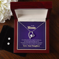 Load image into Gallery viewer, Mom Thank You Love Your Daughter Forever Love Necklace and Cubic Zirconia Earring Set
