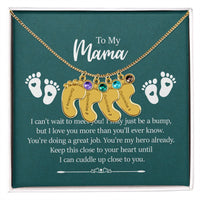 Load image into Gallery viewer, Mama I Can&#39;t Wait To Meet You Custom Baby Feet Necklace with Birthstone
