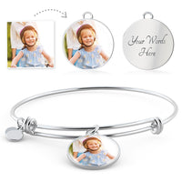 Load image into Gallery viewer, Custom Photo Circle Pendant Bangle Bracelet
