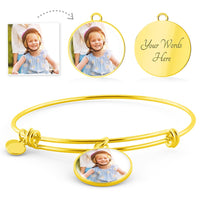 Load image into Gallery viewer, Custom Photo Circle Pendant Bangle Bracelet
